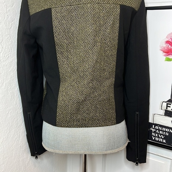Tibi Olive Green & Black Tweed Blazer Size 4 - Picture 5 of 7